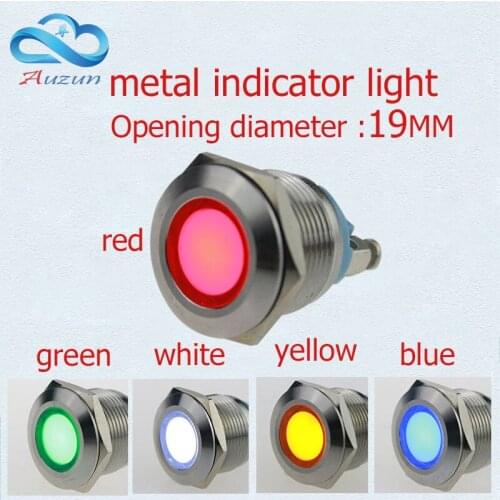 10 PCS LED metal Indicator Lights 19 mm metal light warning car light 3V 6V 12 v 24V36v 48v 220Vred green yellow blue and white