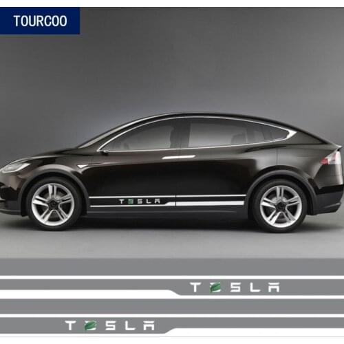 2Pcs Car Body Decor Sticker for Tesla Model 3 S X Car Styling Door Side Skirt Stripes Decoration Stickers
