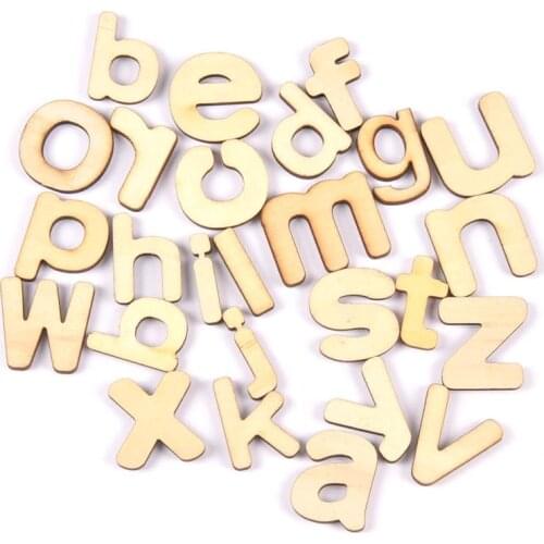 26Pcs natural lowercase Alphabet Letter Wooden Scrapbooking Art Craft for Handmade Accessory Home Decoration 17mm mt2619