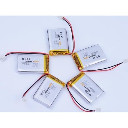 5Pcs/Lot 3.7V 2000mAh Rechargeable li-Polymer Li-ion Battery For Mp3 MP4 MP5 GPS PSP mobile electronic part DIY Led 103450