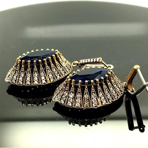 925k silver earrings, Ruby stone, Sapphire Stone , Shuttle Model earrings , authentic earrings, ottoman jewelry handmade, produc
