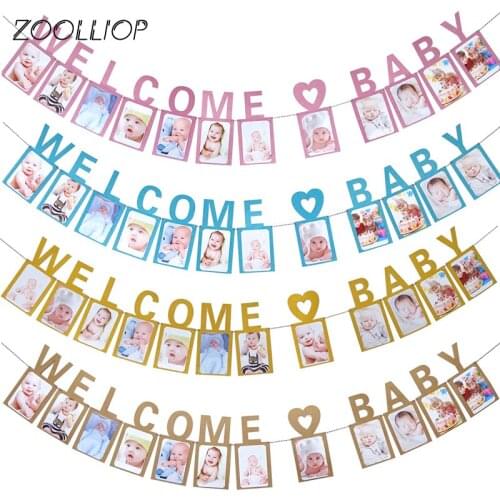 12 Months Photo Frame Banner First Happy Birthday Decorations 1st Baby Boy Girl My 1 One Year Party Supplies Celebration DIY
