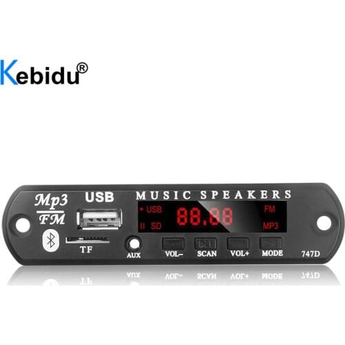 Bluetooth 5.0 6W Amplifier MP3 Player Decoder Board Car FM Radio Module Support FM TF USB AUX Audio Module DC 5V/12V Handsfree