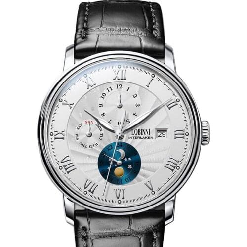 Luxury brand mens watches,men automatic mechanical watch LOBINNI Switzerland man wristwatch waterproof luminous clock sapphire