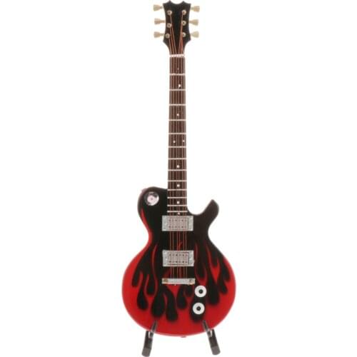 1:6 Electric Guitar with Stand Storage Case Doll House for Music Room Decor Red