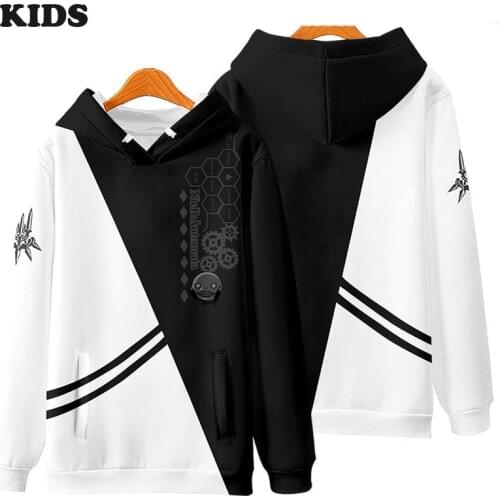 Kids Hoodies NieR Automata 2B YoRHa No. 2 Type B 9S YoRHa No. 9 Type S Cosplay Costume Men Women 3D Black White Oversized Hoodie