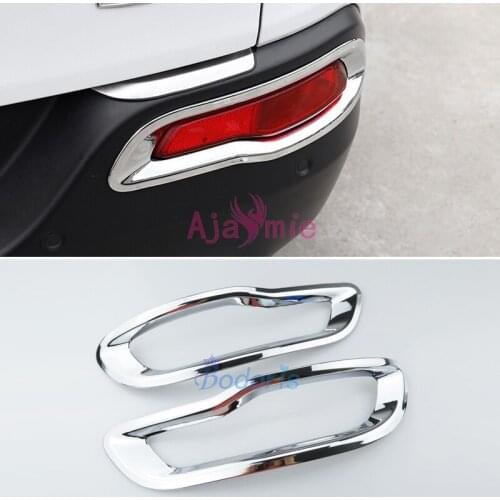 Door Rear Fog Lamp Cover Light Overlay Trims 2014 2015 2016 2017 ABS Detector Chrome Car Styling For Jeep Cherokee Accessories
