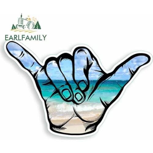 EARLFAMILY 13cm x 8.6cm for Beach Hang Loose Surf Hawaii Anime Funny Car Stickers Vinyl JDM Trunk Truck Graphics Car Accessories