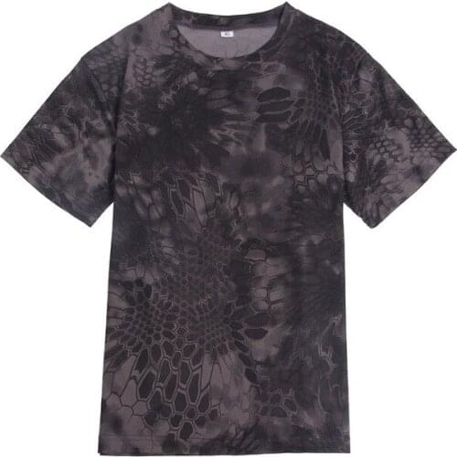 Short Sleeve T Shirt Outdoor Tactical Training O Collar T-Shirt Tops Summer Men S Hiking Quick Dry Breathable Bionic Camouflage