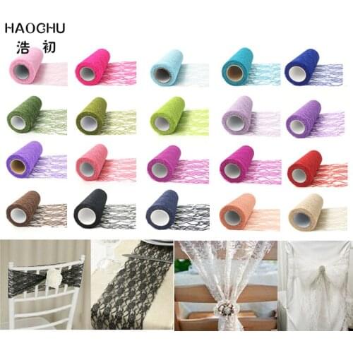 HAOCHU 15cm Wide 10yards Organza Lace Tulle Rolls Ribbon DIY Home Garden Wedding Event Party Chair Sash Bow Table Runner Decor