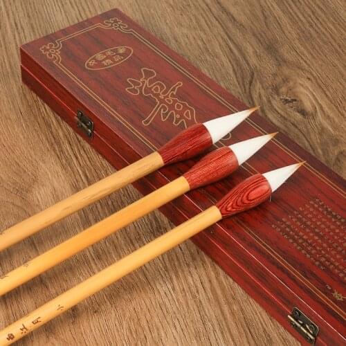 Chinese calligraphy garlic brush wolf sheep and hair brush set Shanlian Lake langhaohu brush middle regular script small