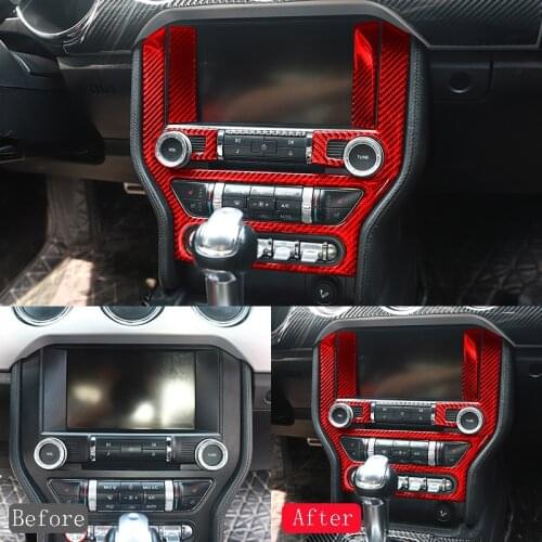 Red Carbon Fiber Stickers For Ford Mustang Car Interior Decoration Stickers Accessories For Ford Mustang 2015-2019 Car Styling