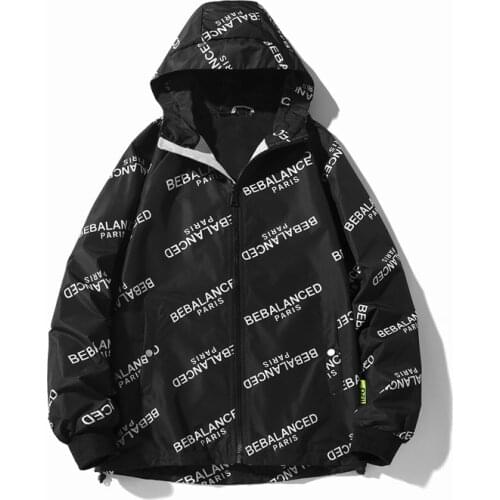 Trend Print Hooded Jacket Mens 2021 Autumn New Hip Hop Casual Streetwear Male Breathable Unisex High Street Fashion Windbreakers