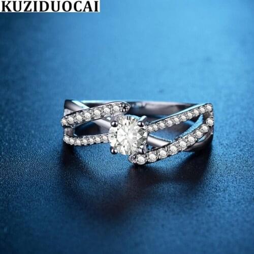 Kuziduocai 2019 New Fashion Jewelry Dazzling Zircon Stainless Steel Interweave Parallel Wedding Bride Rings For Women Anillos