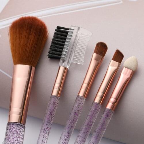 Lucky-Girls 5pc Makeup Brushes Set Clear Crystal Make Up Brush Cosmetic Powder Eye Shadow Foundation Blush