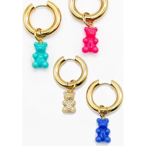 Minimalist French Unusual French Drop Elegant Cute Resin Gummy Violent Bear Charms Glitter Flatback Resin Craft earring Pendant