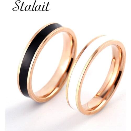 Fashion Stainless Steel Rose Gold Oil Drop Rings Wedding Couple Ring For Lovers Bridal Engagement Jewelry Valentine Gift