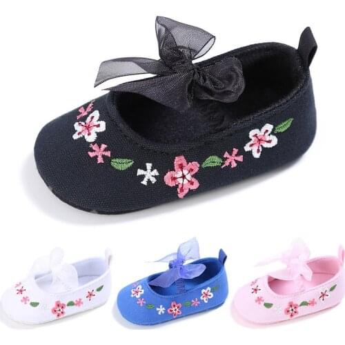Baby Girls Soft Canvas Polka Lace Bowknot Shoes New Toddler Newborn Elastic Princess Anti-Slip Shoes First Walkers