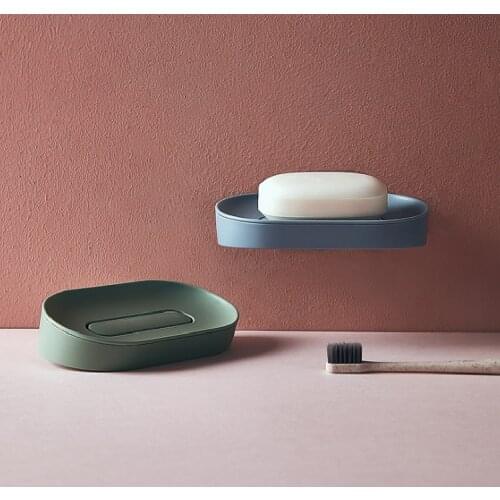 Wall Mounted Soap Dish Bathroom Soap Case Holder Self Adhesive Soap Box Storage Rack Bathroom Supplies
