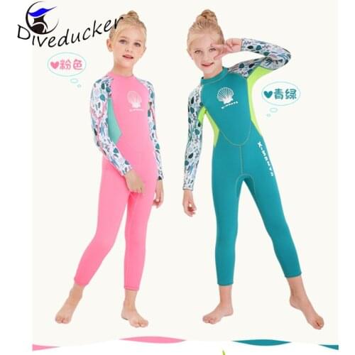 2.5MM Neoprene Wetsuit Kids Diving Suit Children For Girls Keep Warm One-piece Long Sleeves UV Protection Swimwear snorkeling we