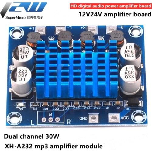 Official Stereo Audio Power Amplifier, TPA3110 XH-A232, 30W + 30W, 2.0 Channel, DC 8-26V 3A C6-001 Board