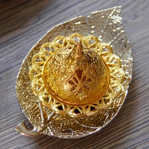 Ramadan Golden Metal Handheld Middle Eastern Arab Incense Burner European Leaf Tray Aroma Diffuser Home Decoration