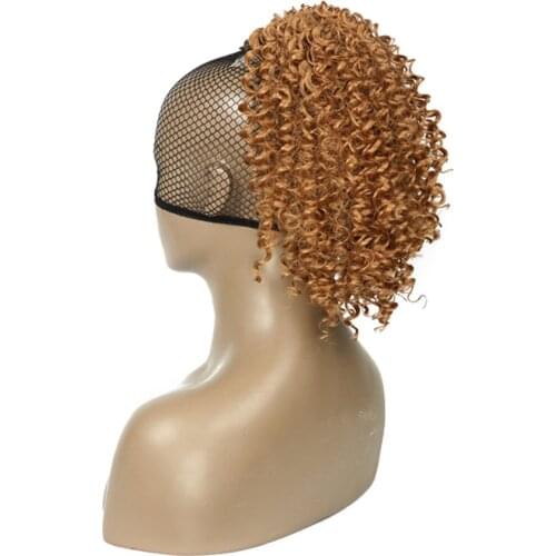 Gres Puff Kinky Curly Wig Pony Tail Long Drawstring Afro Kinky Horsetail Clip in Synthetic Hair Bun High Temperature Fiber