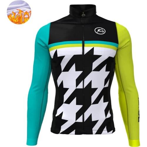 Rosti 2021 Winter Cycling Jersey Thermal Fleece Men Long Sleeve Jersey Outdoor Mountain Bicycle Keep Warm Light Jacket Ciclismo