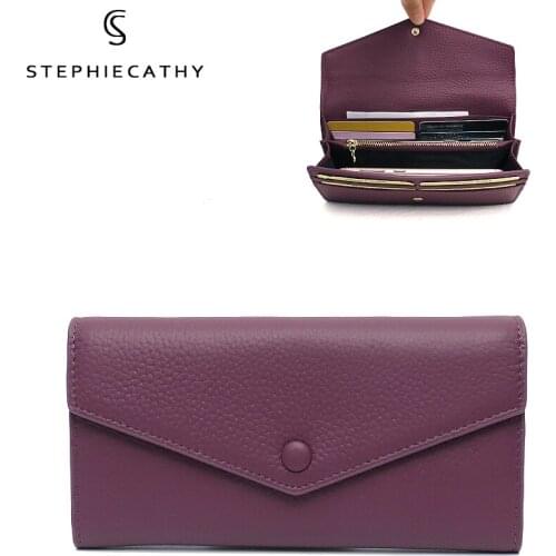 SC Women Fashion Genuine Leather Long Wallets New Design Card Holders Flap Clutch Money Bags Ladies Daily Functional Coin Purses