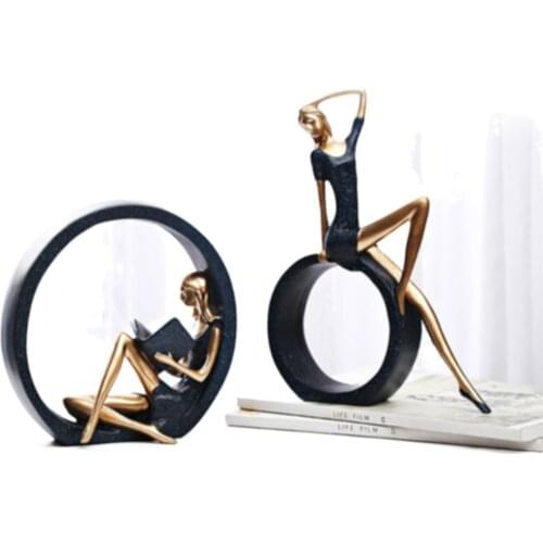 Resin Yoga Girl Statue Nordic Figurines Creative Crafts Sculpture Living Room TV Cabinet Home Decoration Ornaments Statue