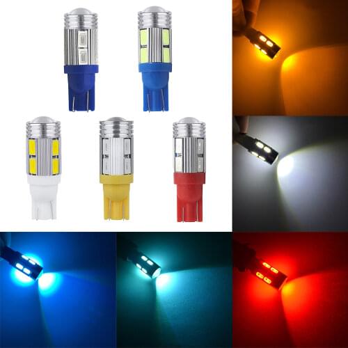 T10 W5w White Red Blue Green Pink 10Led Auto Car 194 168 Backup Turn Signal License Plate Lamp Dome Light Parking Tail Wedge Led