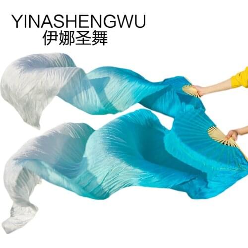 Belly Dance Fan Veil Dance Fans Bamboo Ribs Natural Silk Stage Performance Props Dye Fans Women Belly Dance Silk Fan