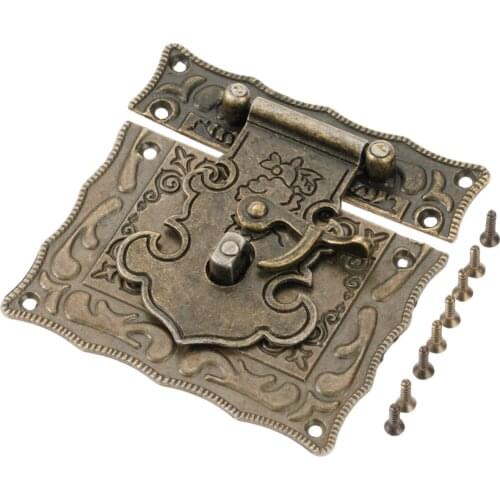 Vintage Hasp Latch Toggle Buckle Antique Bronze Decorative Furniture Hardware Jewelry Box Case Chest Cabinet Cupboard 84*81mm