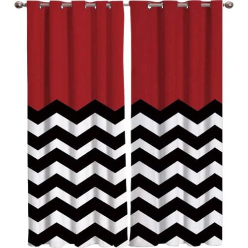 Ripple Simple Red White Black Curtains For Kitchen Bedroom Window Treatment Curtains for Living Room Home Decoration