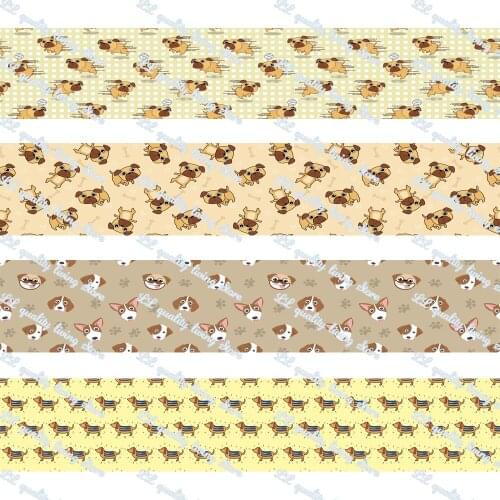 WL 2” Cute Dog Fill Background Grosgrain Ribbon Gift Wrapping Hair Bow Diy Party Decoration Craft Supplies Animal Collar