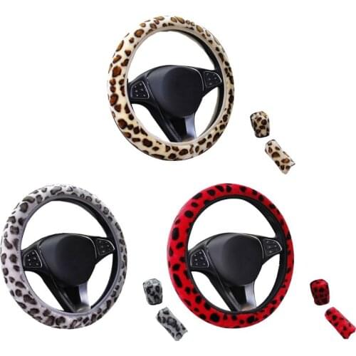 Cover Hand Brake Gear Protective 3Pcs/set Leopard Printed Steering Wheel