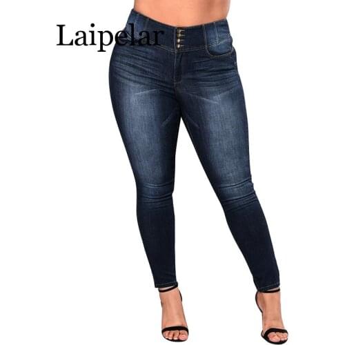 Laipelar 2020 Women 5XL Plus Size Jeans Casual Push Up Denim Jeans Stretch High Waist Skinny Pants Slim Fit Bodycon Trousers