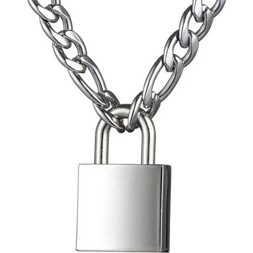 Fashion Stainless Steel Women Hiphop Rock Gothic Style Lock Necklace Pendant