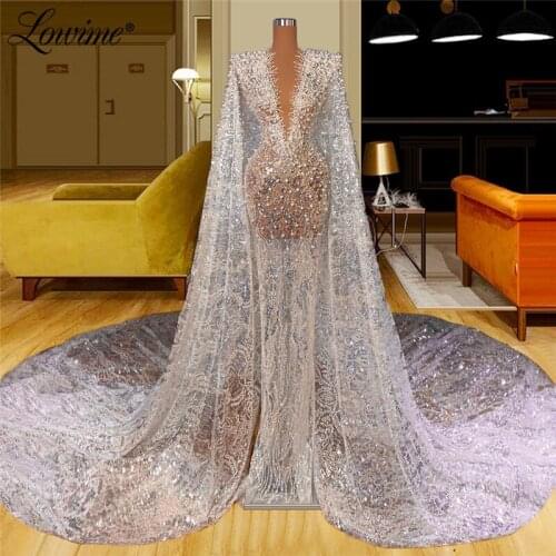 Saudi Arabia Puffy Long Sleeves Dubai Evening Dresses 2021 Plus Size Party Dress For Weddings Robes De Soirée Pearls Prom Dress
