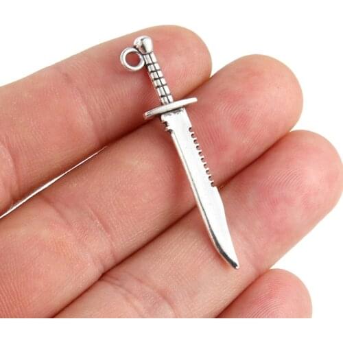 10 Pcs Charms Sword Dagger Pendants for Necklace Bracelet Jewelry Making DIY Craft Findings X7YC