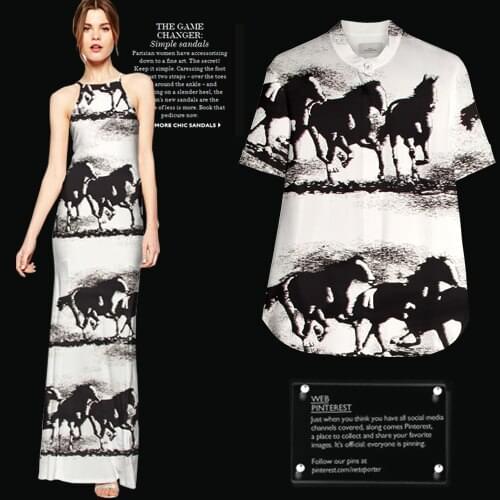 114cm anti-wrinkle silk fabric 14mm crepe de chine silk fabric horse print shirt dress crepe fabric wholesale silk cloth