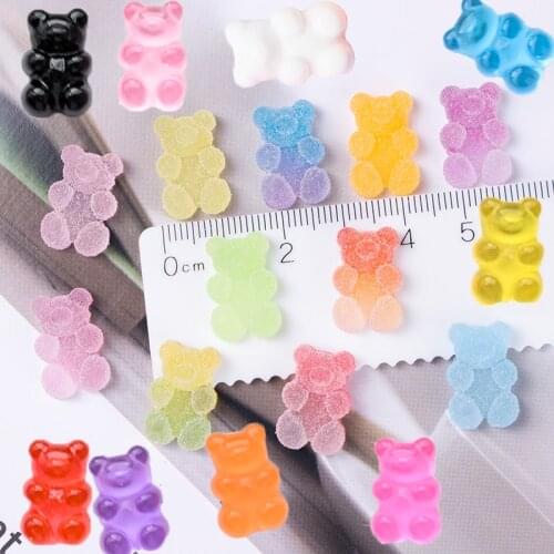 20pcs-Bear Nail Charms Kawayi Accessories 20Model Flat-Back Cute Sweet Bear Rhinestones Manicure DIY Stones
