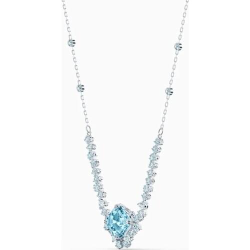 2020 SWA New Fashion Jewelry SPARKLING NECKLACE Charm Light Blue Square Decoration Romantic Luxury Gifts For Women