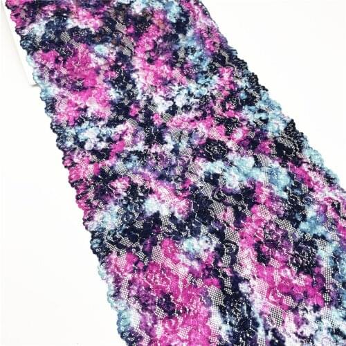 3M/lot Width 28cm Mixed Pink Blossom Wide Elastic Lace Trim Skirt Hem Underwear Sewing Craft DIY Apparel Fabrics Lace Lingerie