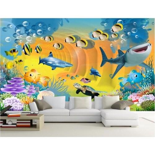 Custom photo 3d wallpaper The fantastic childrens house fish coral home decor on a wall 3d wall murals wallpaper for bedroom