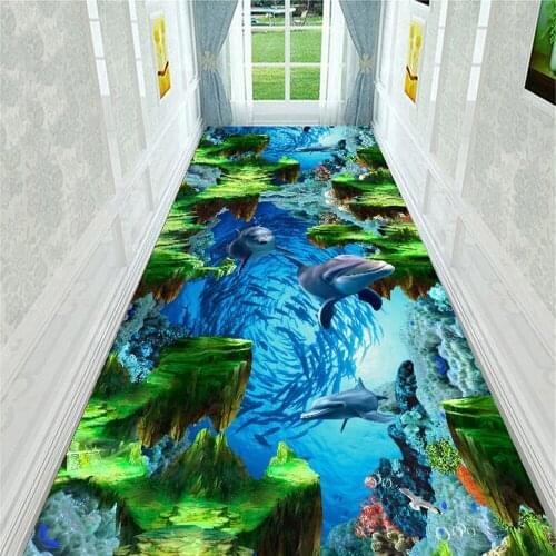 3D Models Home Carpet Rug Childrens Room Dolphin Bed Head Mat Non-slip Kitchen Rug Living Room