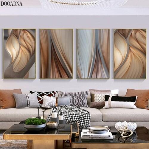 Abstract yellow wall line modern painting canvas poster printing nordic wall art picture living room bedroom home decoration