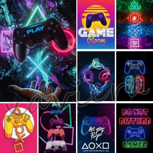 5D DIY Diamond Painting Color Game Console Playstation Game Controller Full Drill Cross Stitch Home Decor Rhinestone Embroidery