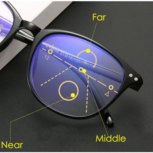 Oversize Frame Progressive Multifocal Reading Glasses Women Men Anti-blue Light Presbyopic Glasses +1.0 to +4.0