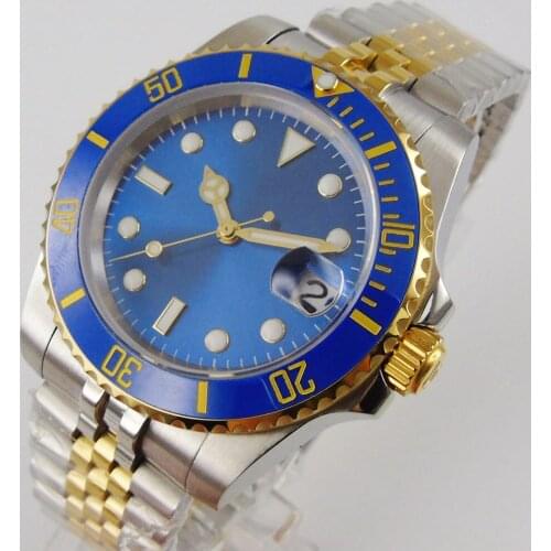 40mm Sterile sunburst Dial Sapphire Glass Luminous Gold jubilee Date NH35 Automatic Movement Mens Watch